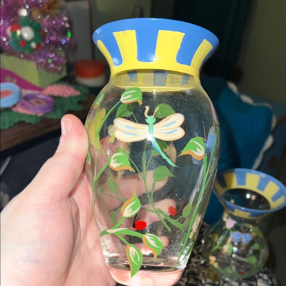 LENOX hand painted vintage Floral Glass Vases set of 3 - Picture 5 of 16